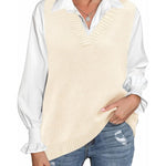 Nadorine Sweater Vest Women Sleeveless V Neck Oversized Pullover