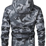 KZZ Camouflage Print Zip-Up Hooded Jacket