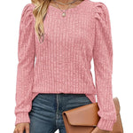 Nadorine Women's Knit Pullover Sweater Soft Puff Long Sleeve Shirt