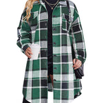 Zeagoo Womens Plus Size Flannel Plaid Button Down Shacket Jacket