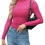 Nadorine Women's Sexy Mock Turtle Neck Long Sleeve Sheer Tops