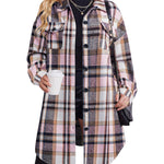 Zeagoo Womens Plus Size Flannel Plaid Button Down Shacket Jacket