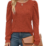 Nadorine Women's Knit Pullover Sweater Soft Puff Long Sleeve Shirt