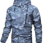 KZZ Camouflage Print Zip-Up Hooded Jacket