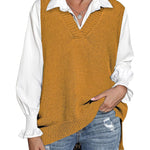 Nadorine Sweater Vest Women Sleeveless V Neck Oversized Pullover