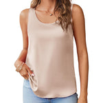Nadorine Silk Satin Tank Tops for Women Scoop Neck Sleeveless Tops