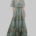 Elegant Mid Sleeve Maxi Dress