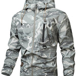 KZZ Camouflage Print Zip-Up Hooded Jacket