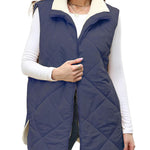 Nadorine Women Fall Reversible Vests Coat Sleeveless Sherpa Fleece Jacket