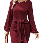 Nadorine Women's Casual Knit Dress Long Sleeve Bodycon Dress