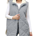 Nadorine Women Fall Reversible Vests Coat Sleeveless Sherpa Fleece Jacket