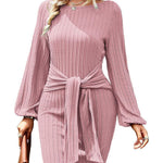 Nadorine Women's Casual Knit Dress Long Sleeve Bodycon Dress