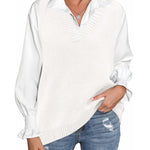 Nadorine Sweater Vest Women Sleeveless V Neck Oversized Pullover