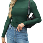 Nadorine Women's Sexy Mock Turtle Neck Long Sleeve Sheer Tops
