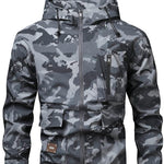 KZZ Camouflage Print Zip-Up Hooded Jacket
