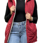 Nadorine Women Fall Reversible Vests Coat Sleeveless Sherpa Fleece Jacket