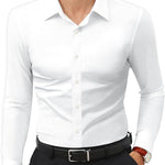 KZZ Men's Super Stretch Dress Shirt, Quick-Drying, Breathable and Wrinkle-Resistant