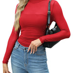 Nadorine Women's Sexy Mock Turtle Neck Long Sleeve Sheer Tops