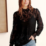 Nadorine Lace Tops  with Separable Camisole Sexy Blouses Shirts 2 PCS Set
