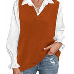 Nadorine Sweater Vest Women Sleeveless V Neck Oversized Pullover