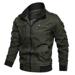 KZZ Men's Pocket Stand Collar Zipper Jacket, Casual Long Sleeve Jacket