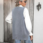 Nadorine Sweater Vest Women Sleeveless V Neck Oversized Pullover