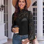 Nadorine Lace Tops  with Separable Camisole Sexy Blouses Shirts 2 PCS Set