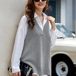 Nadorine Sweater Vest Women Sleeveless V Neck Oversized Pullover
