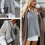Nadorine Sweater Vest Women Sleeveless V Neck Oversized Pullover
