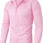 KZZ Men's Super Stretch Dress Shirt, Quick-Drying, Breathable and Wrinkle-Resistant