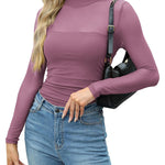 Nadorine Women's Sexy Mock Turtle Neck Long Sleeve Sheer Tops