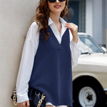 Nadorine Sweater Vest Women Sleeveless V Neck Oversized Pullover