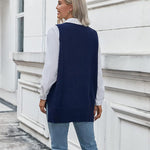 Nadorine Sweater Vest Women Sleeveless V Neck Oversized Pullover
