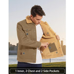 KZZ Men's Winter Jacket, Multi-Pocket Casual Collar Men's Top