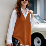 Nadorine Sweater Vest Women Sleeveless V Neck Oversized Pullover