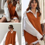 Nadorine Sweater Vest Women Sleeveless V Neck Oversized Pullover