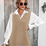 Nadorine Sweater Vest Women Sleeveless V Neck Oversized Pullover