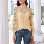 Nadorine Lace Tops  with Separable Camisole Sexy Blouses Shirts 2 PCS Set