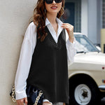 Nadorine Sweater Vest Women Sleeveless V Neck Oversized Pullover