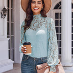 Nadorine Lace Tops  with Separable Camisole Sexy Blouses Shirts 2 PCS Set
