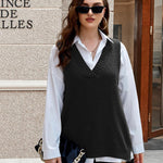 Nadorine Sweater Vest Women Sleeveless V Neck Oversized Pullover