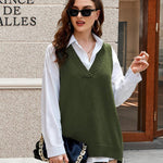 Nadorine Sweater Vest Women Sleeveless V Neck Oversized Pullover