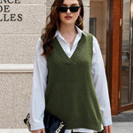 Nadorine Sweater Vest Women Sleeveless V Neck Oversized Pullover