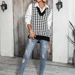 Nadorine Sweater Vest Women Sleeveless V Neck Oversized Pullover