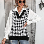 Nadorine Sweater Vest Women Sleeveless V Neck Oversized Pullover