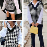 Nadorine Sweater Vest Women Sleeveless V Neck Oversized Pullover