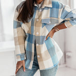 Women Flannel Plaid Light Weight Jacket Shirts Long Sleeve Button Down Shirts Coats