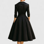 Teresa | Shawl-collar midi dress with full A-line skirt