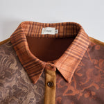 Western Retro Lace-Up Plaid Patchwork Caramel Faux Suede Maxi Dress