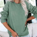 Nadorine Casual Crew Neck Sweatshirts Long Sleeve Solid Tunic Tops Loose Pullovers